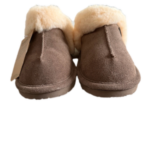 BEARPAW Loketta Brown Suede Sheepskin Slippers Sz 6 NWT